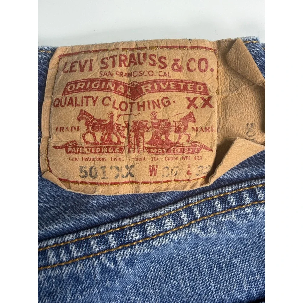 Levis 501XX Mens Straight Leg Button Fly Blue Denim Jeans 34x28 Made in Mexico
